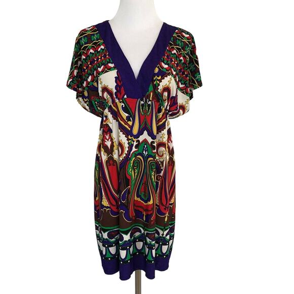 City Triangles Slinky Boho Dress Knee Length V-Neck Empire Waist Size Small - Picture 1 of 8